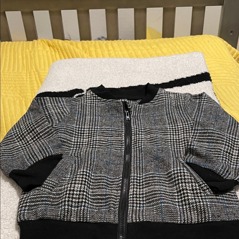 Kids Plaid Jacket in Black and Gray